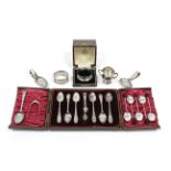 A set of six late Victorian silver teaspoons, & a matching pair of sugar tongs, Sheffield 1896,