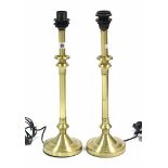 A pair of brass table lamps, 20¾” high.