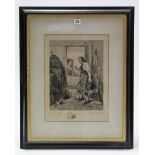 An artist’s proof black & white etching after W. Dendy Sadler titled to reverse “Simon the Cellarer”