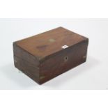 A Victorian brass-mounted mahogany writing slope with fitted interior, 13¾” wide & three