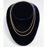 A 14K rope-twist necklace, 18” long (5.7gm); & two gilt-metal chain necklets