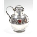 An Edwardian silver Jersey milk can of traditional form, with enamelled badge of the jersey Arms,