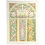 Thirteen French coloured lithographs of interior furnishing designs, circa 1900, 13” x 9”, in