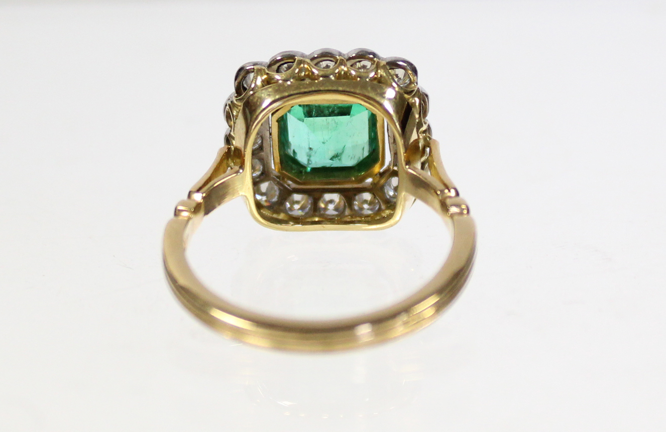 AN EMERALD & DIAMOND RING, the square-cut Columbian emerald weighing approximately 1.45 carats, - Image 4 of 4