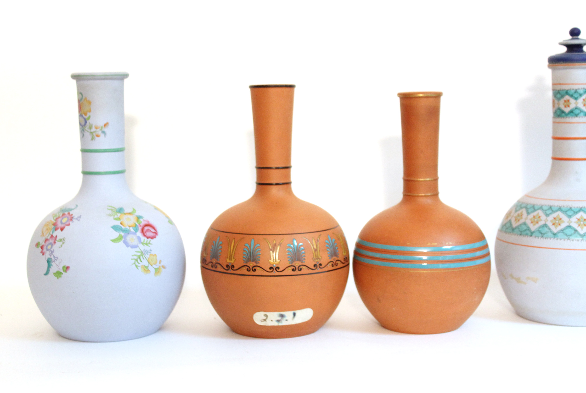 Six various terracotta bottle vases with floral & classical decoration, w.a.f. - Image 3 of 7