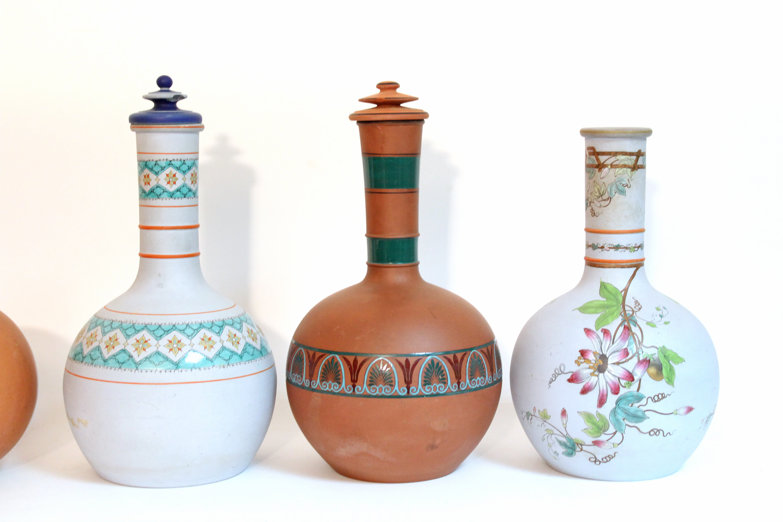 Six various terracotta bottle vases with floral & classical decoration, w.a.f. - Image 4 of 7
