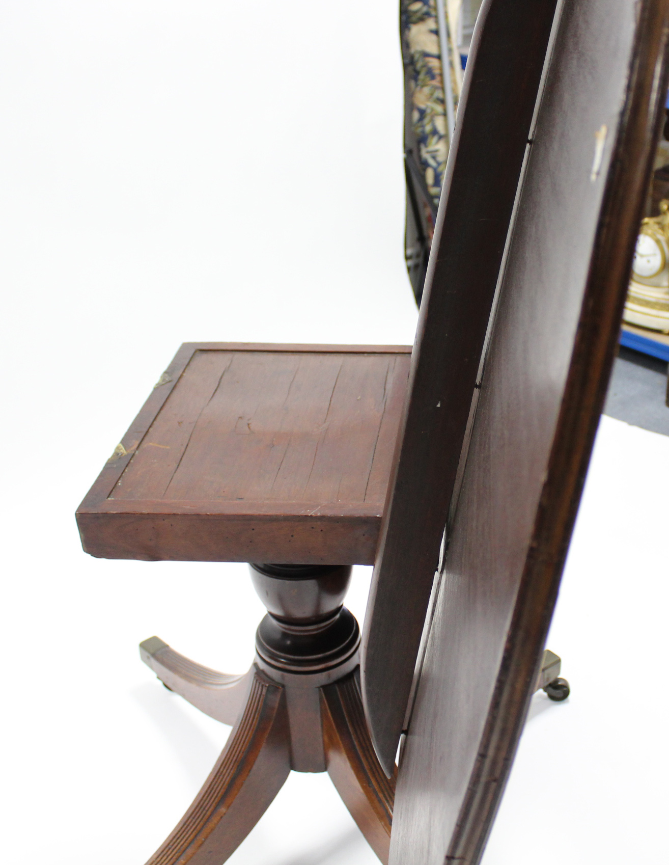 A Regency mahogany & satinwood-crossbanded breakfast table with rectangular tilt-top on turned - Image 8 of 8