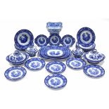 A Doulton Burslem ‘Watteau’ pattern blue transfer ware part dinner service comprising: four