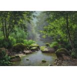 EDMOND-HIS, René Charles (1877-1960). A rocky stream in a wooded landscape. Signed; Oil on canvas: