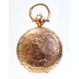 A 9ct. gold pendant sovereign case with engraved decoration. (11.7gm gross).