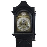 A LATE 18th century LONGCASE CLOCK, the 12” brass & silvered dial signed: “Jas. Nesmyth, Stains (