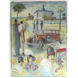 FRENCH SCHOOL, 20th century. A view of the seafront at Nice, with the Hotel Negresco, figures, a