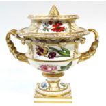 A CHAMBERLAIN’S WORCESTER ICE PAIL of Warwick Vase form, with pine-cone finial to the cover,