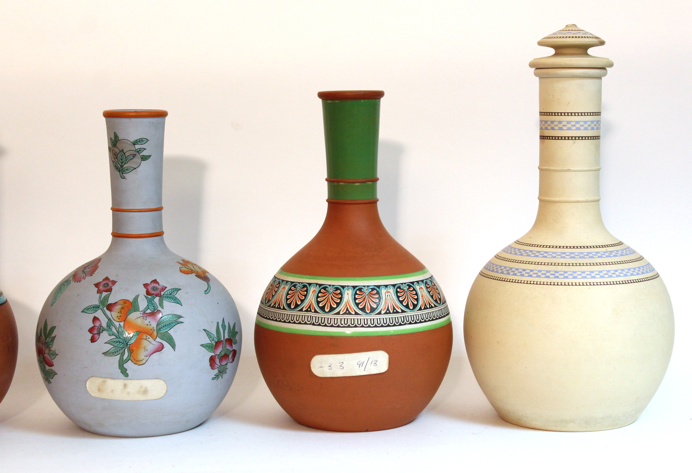 Six various terracotta bottle vases with floral & classical decoration, w.a.f. - Image 5 of 7