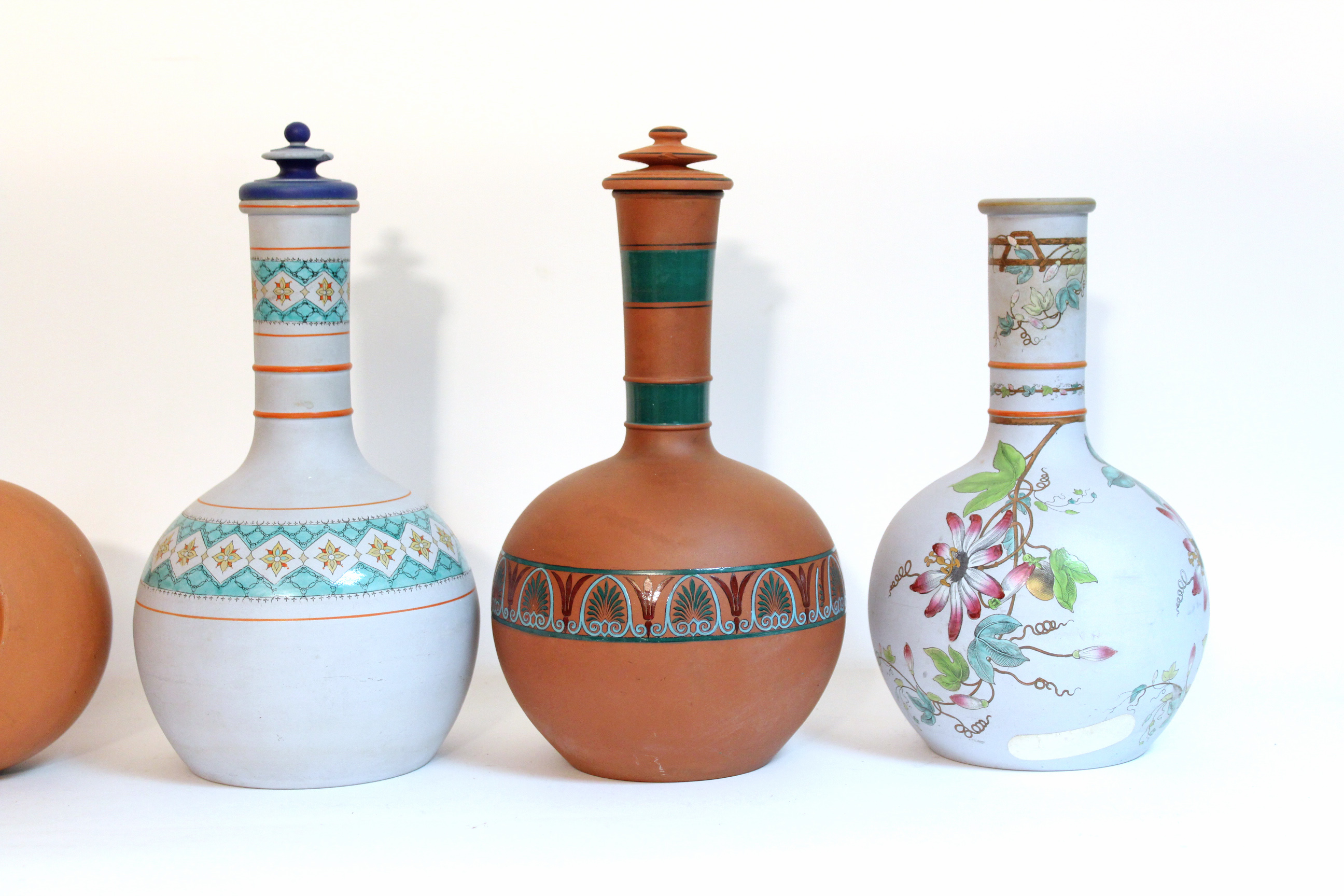 Six various terracotta bottle vases with floral & classical decoration, w.a.f. - Image 5 of 7