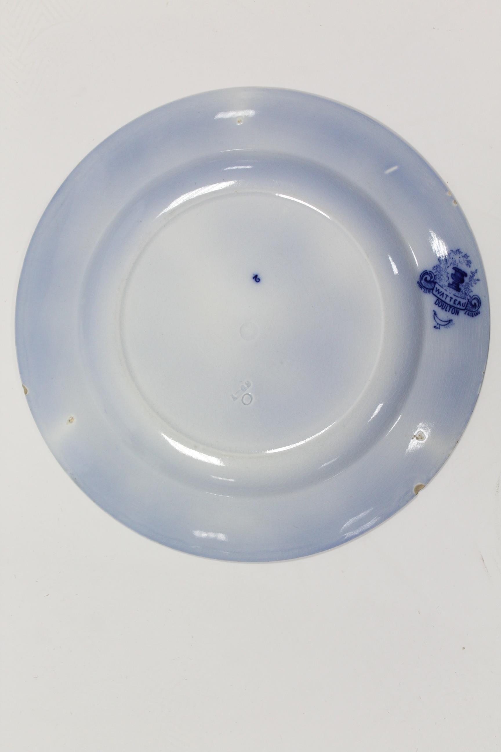 A Doulton Burslem ‘Watteau’ pattern blue transfer ware part dinner service comprising: four - Image 8 of 9