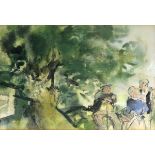 BLAMPIED, Edmund (1886-1966). A stylised study of three figures seated beneath a tree. Signed &