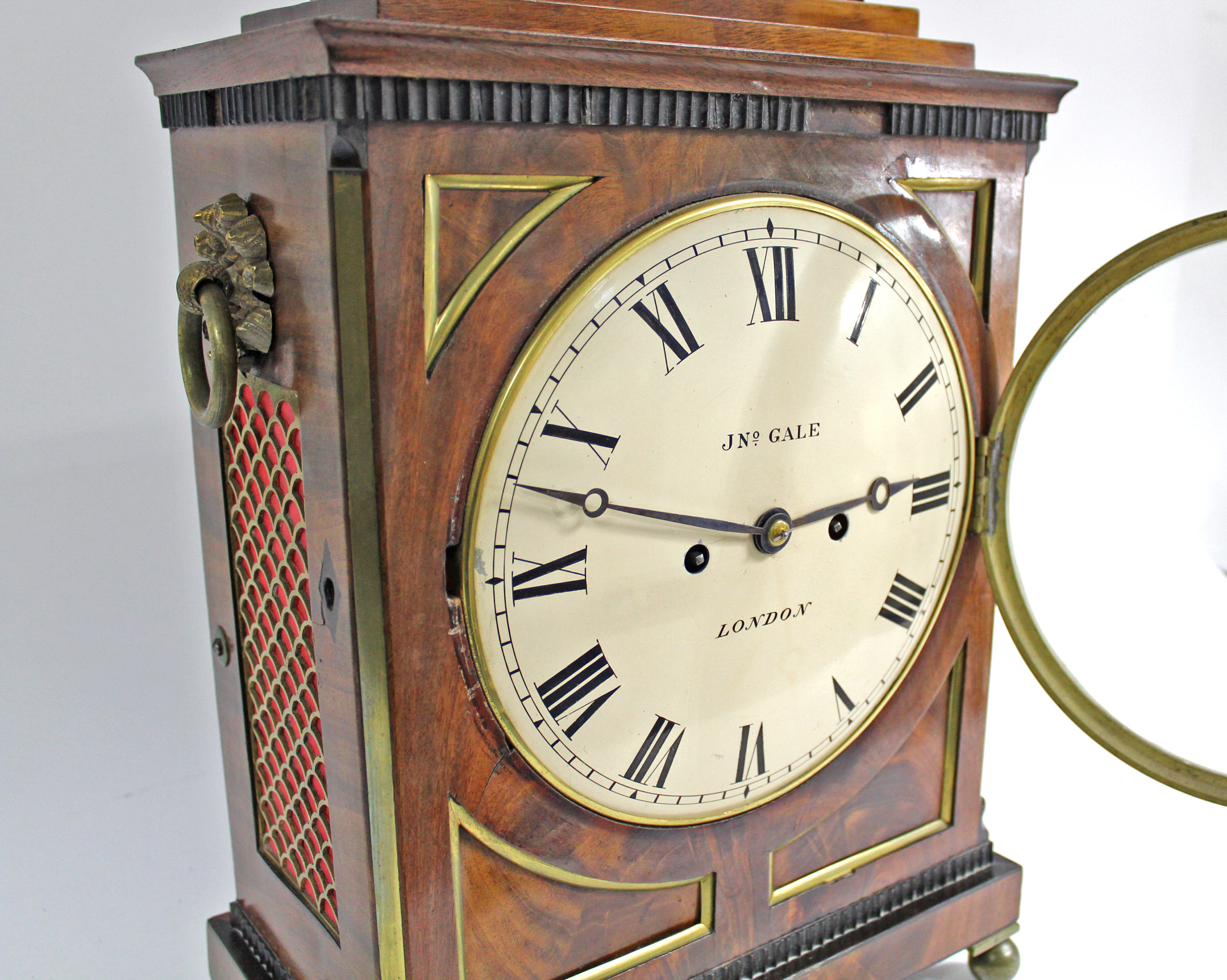 A REGENCY BRACKET CLOCK by JONATHAN GALE, LONDON, with roman numerals to the 8” diam. white - Image 7 of 13