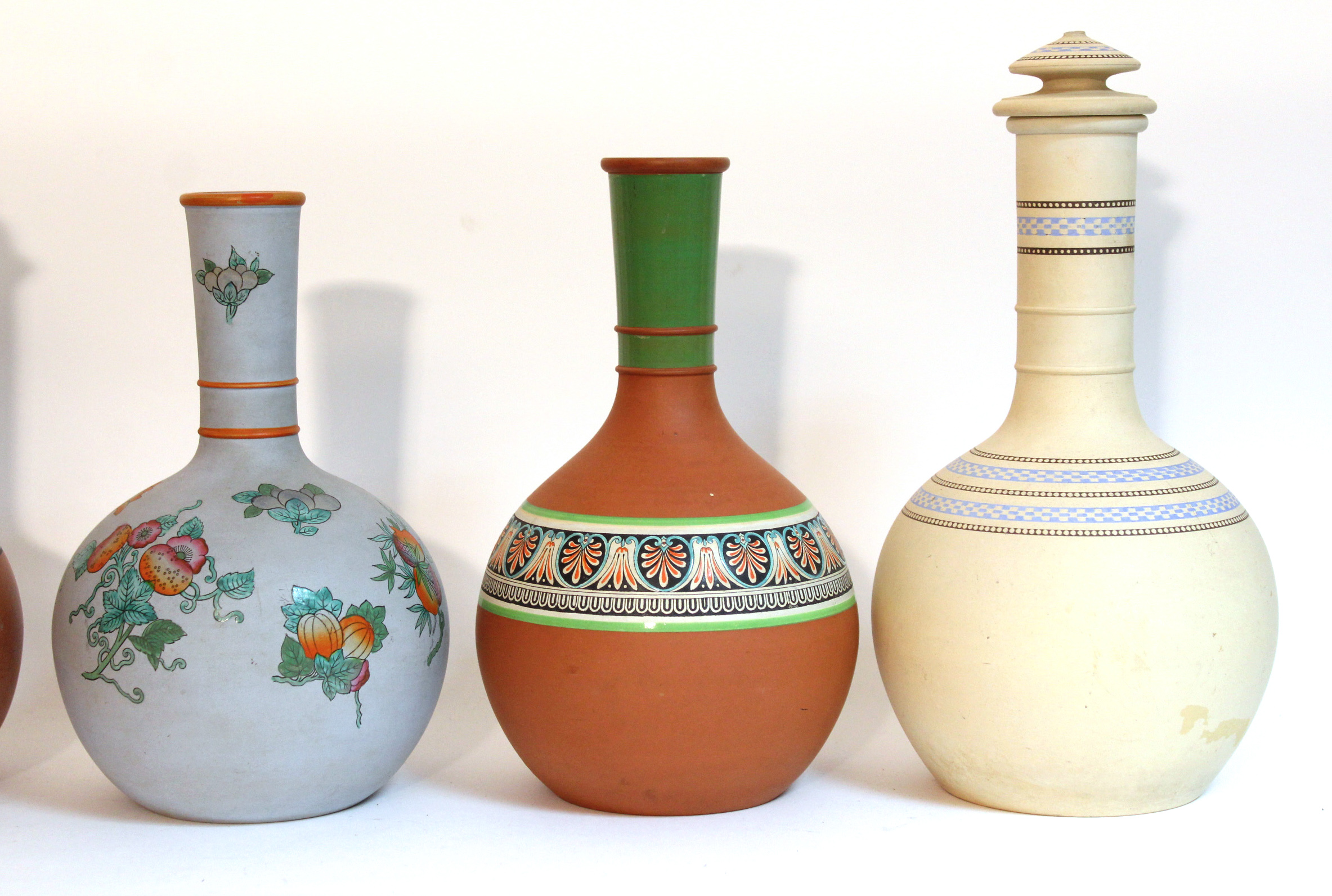 Six various terracotta bottle vases with floral & classical decoration, w.a.f. - Image 4 of 7