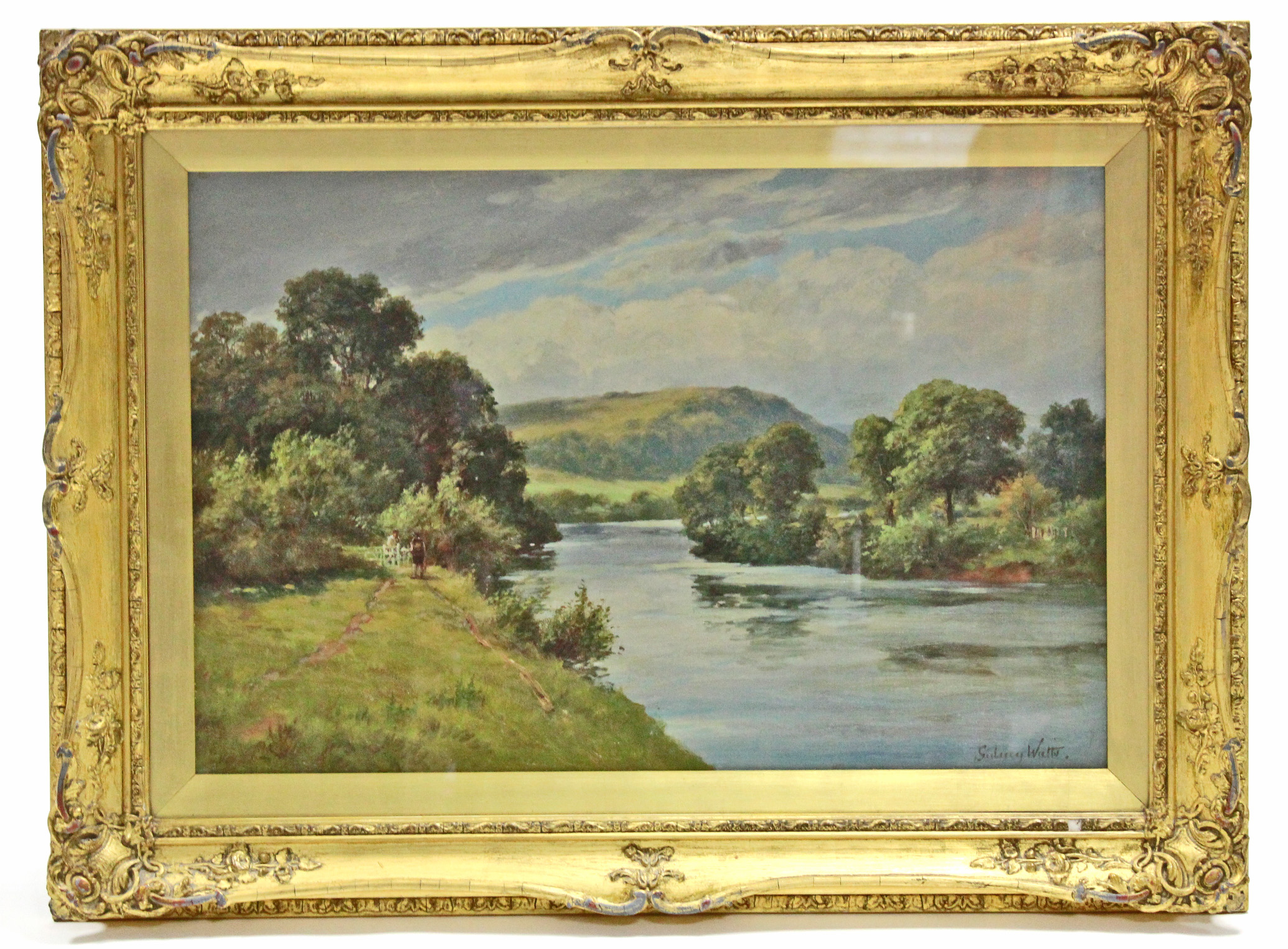 WATTS, Sidney (19th century). A pair of rural river landscapes, titled: “On the Sever Nr - Image 2 of 8