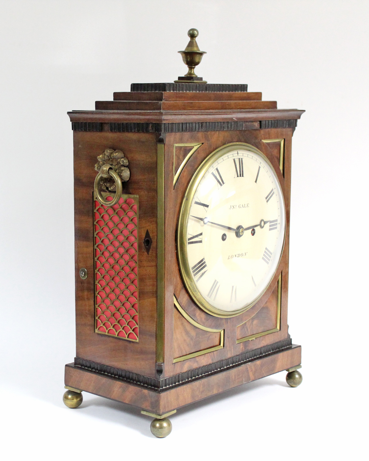 A REGENCY BRACKET CLOCK by JONATHAN GALE, LONDON, with roman numerals to the 8” diam. white - Image 5 of 13