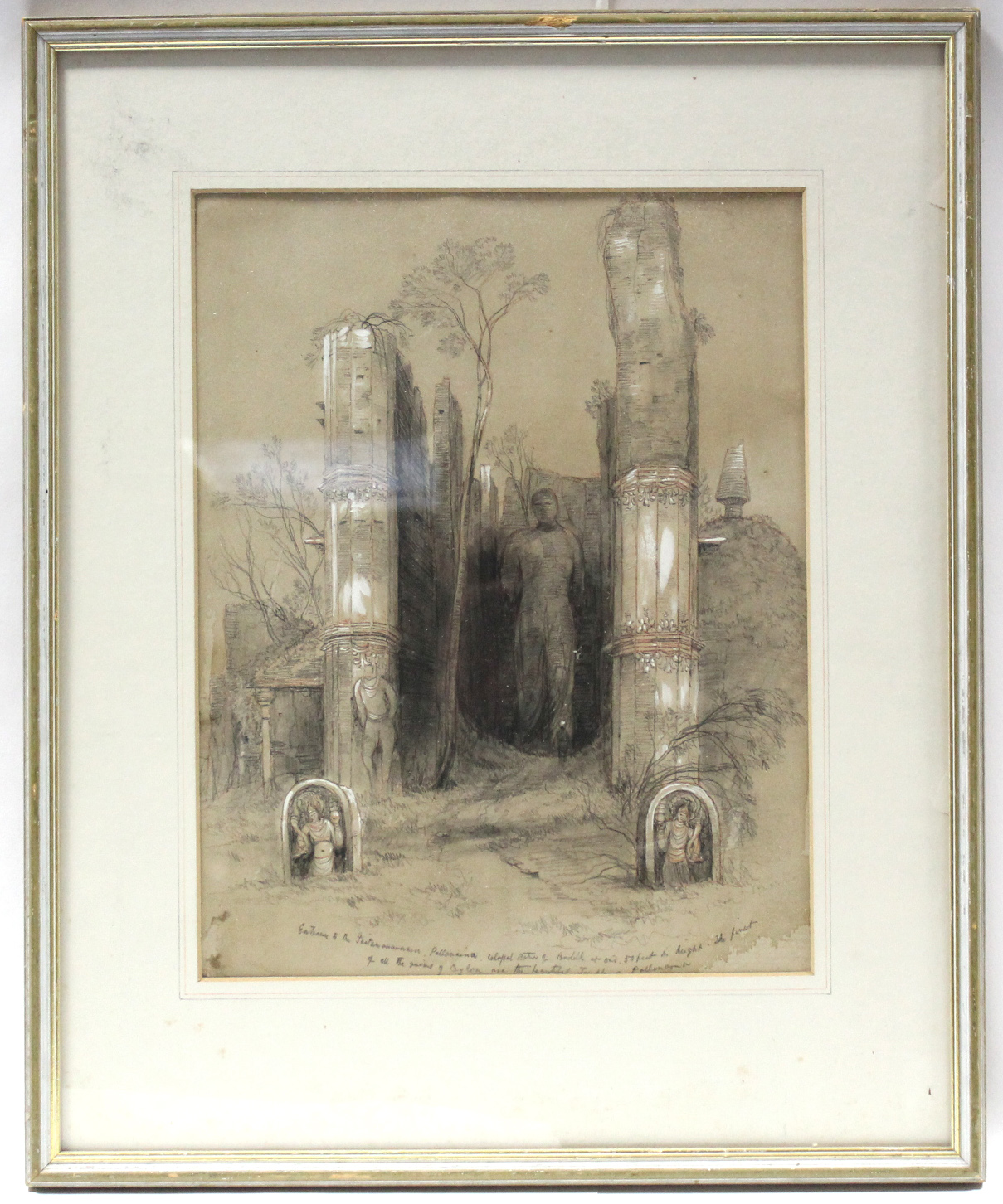 NICHOLL, Andrew (1804-1886), attributed to. A pencil sketch of a Buddhist monument in Ceylon, with - Image 3 of 4