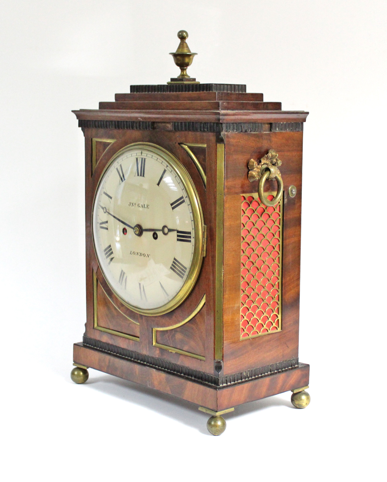 A REGENCY BRACKET CLOCK by JONATHAN GALE, LONDON, with roman numerals to the 8” diam. white - Image 3 of 13