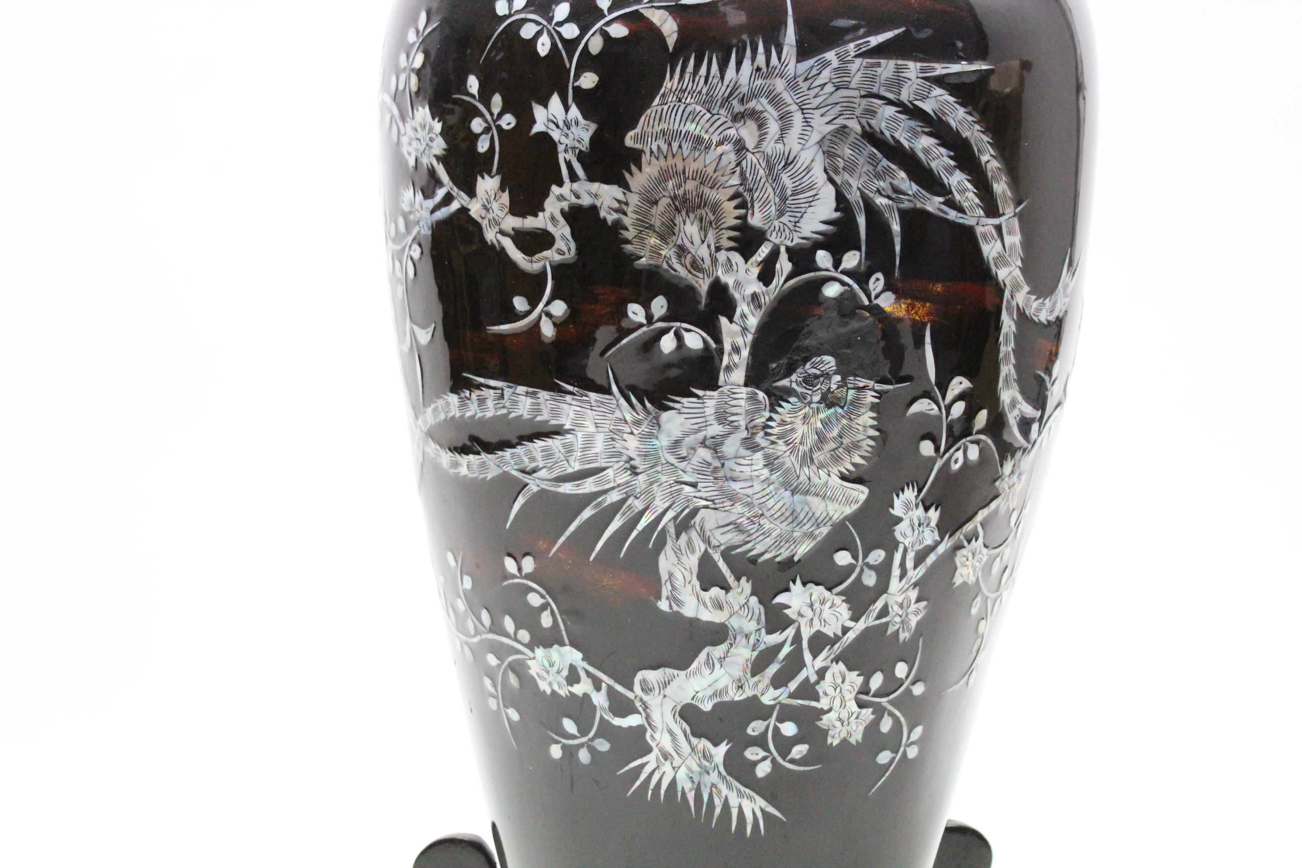 A modern oriental lacquer-work large ovoid vase on stand, 38½” high, a retro-style radio, three - Image 2 of 4