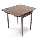 A 17th century-style small oak drop-leaf table with slender end supports & shaped centre