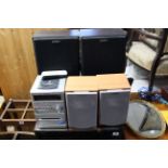 A Sony stacking hi-fi system with cabinet; & a Sony micro hi-fi system, both w.o.