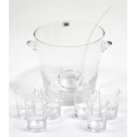 A glass two-handled punch bowl of round tapered form, 9 ¾” high, complete with ladle & a set of