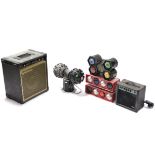 A Carlsbro amplifier; a Stagg practice amplifier; various disco lights, etc.