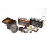 A Pigeon Fancier’s timepiece, cased; two Roberts transistor radios; & sundry other items.