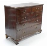 A Georgian mahogany chest fitted two short & three long graduated drawers with brass swan-neck
