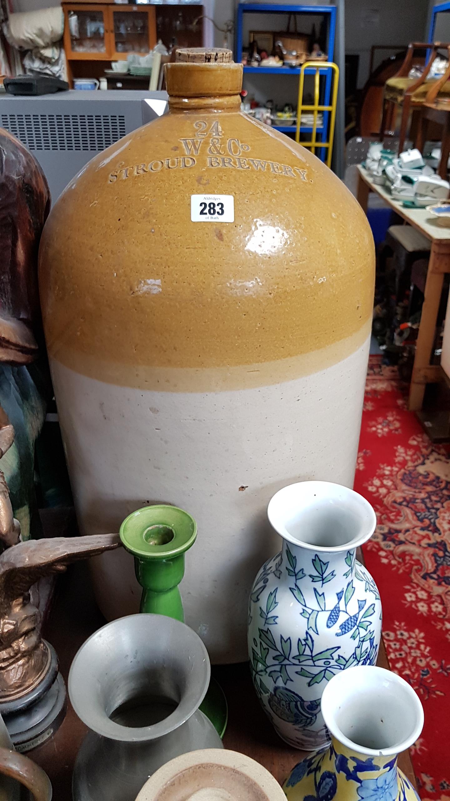 A Powell’s of Bristol large stoneware flagon “24 W & Co. STROUD BREWERY” 22” high, (slight - Image 2 of 3