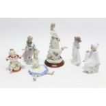 A Lladro Daisa girl figure, 8” high; & five various other figures.