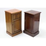 Two Victorian pot cupboards, each enclosed by panel door & on plinth base, 16” & 15” wide.