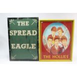 A painted aluminium Inn sign “THE HOLLIES”, 44” x 35”; a painted wooden double-sided Inn sign “THE