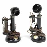 A pair of vintage candlestick telephones (No. 150), 12¾” high.