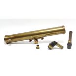 A British Military? brass telescope, 27” long, with three additional eye pieces.
