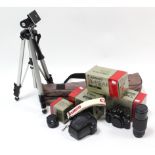 A Canon “AE-1 Program” camera; a ditto case; & two ditto lenses, all boxed; & a Fotocare camera