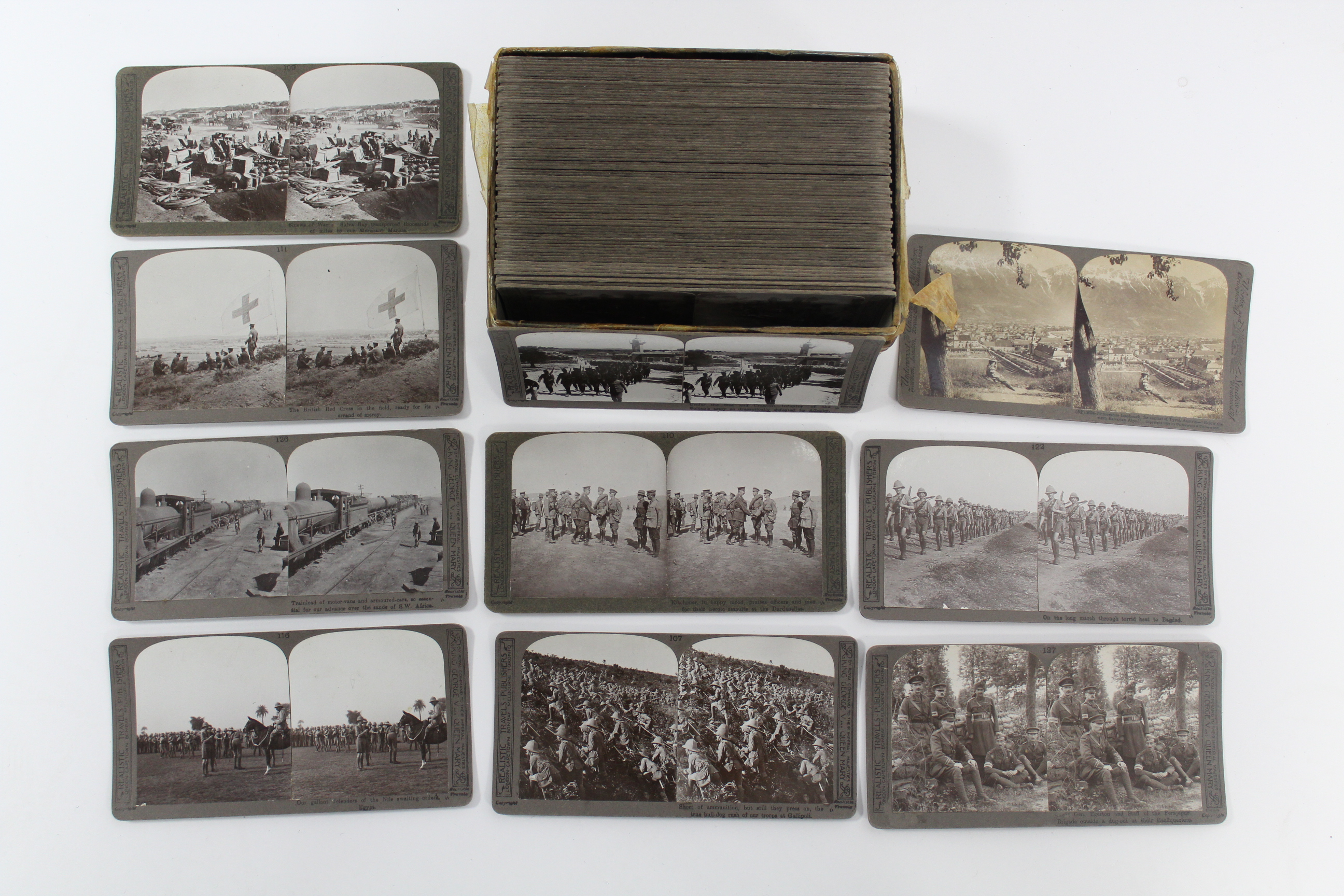 Approximately eighty various stereoscope cards - military scenes, etc., & a stereoscopic card - Image 2 of 3