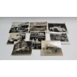 Thirteen mid-20th century photographs of motor cars, loose; an early 20th century autograph album; &
