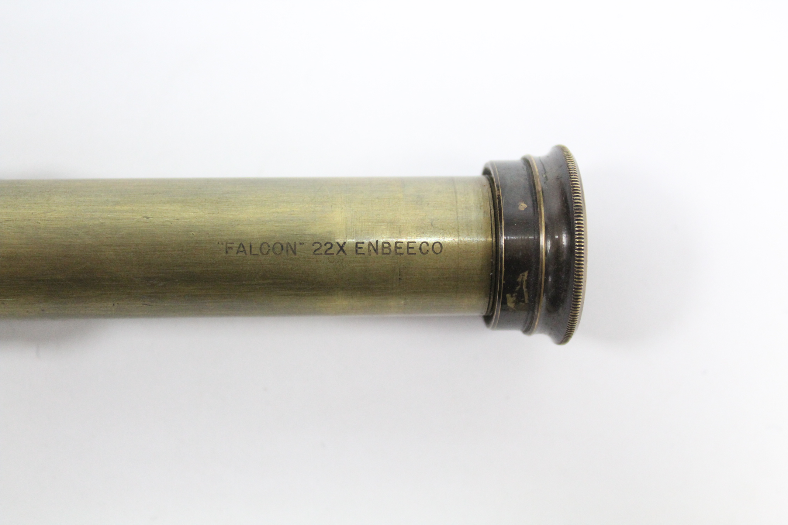 A Harris of London brass three-drawer “Imperial Rifle Telescope” (w.a.f.), 29½” long; & a Falcon - Image 3 of 5