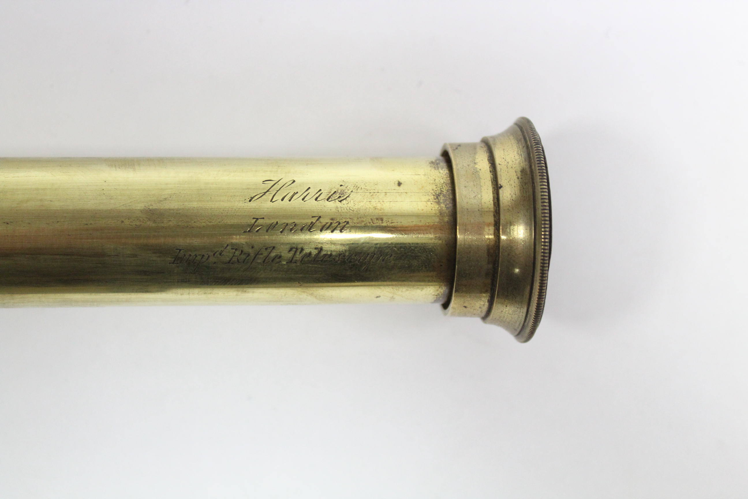 A Harris of London brass three-drawer “Imperial Rifle Telescope” (w.a.f.), 29½” long; & a Falcon - Image 2 of 5