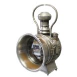 AN EARLY 20th CENTURY “POLKEY” MOTOR CAR HEAD LIGHT (RD 401472), 18½” high.