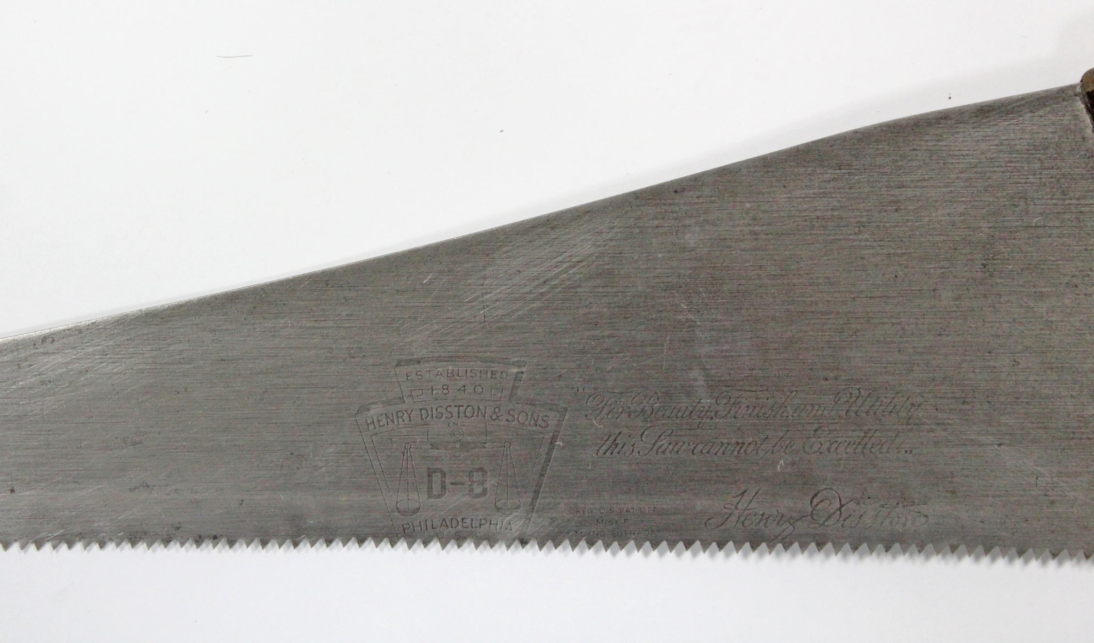 A Henry Diston & Sons of Philadelphia “D-8” carpenter’s saw. - Image 2 of 2