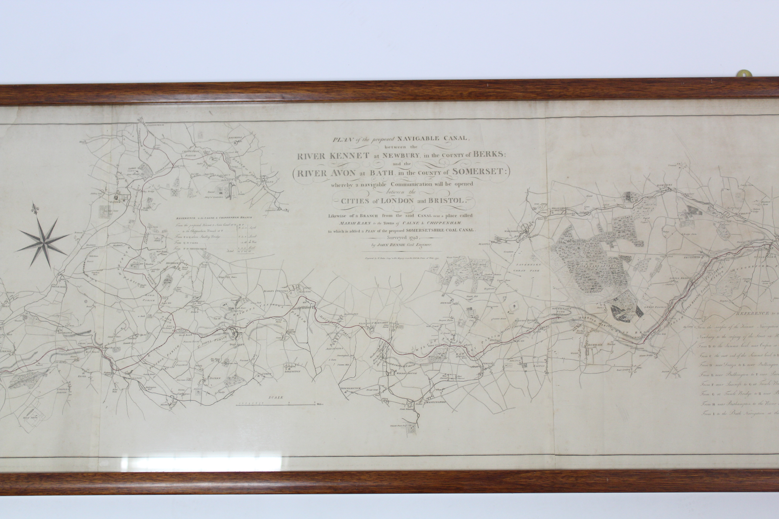 A LATE 18th century ENGRAVED MAP TITLED: “PLAN OF THE Proposed NAVIGABLE CANAL between the RIVER - Image 3 of 4