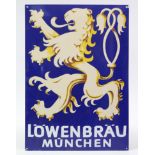A Limited Edition enamelled rectangular sign “LOWENBRAU, MUCHEN” (Ltd. Edn. No. 337/500), 28” x