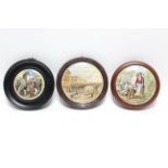 A Prattware type pot lid titled: “Holborn Viaduct”, 4¼” diam.; together with two other pot lids,